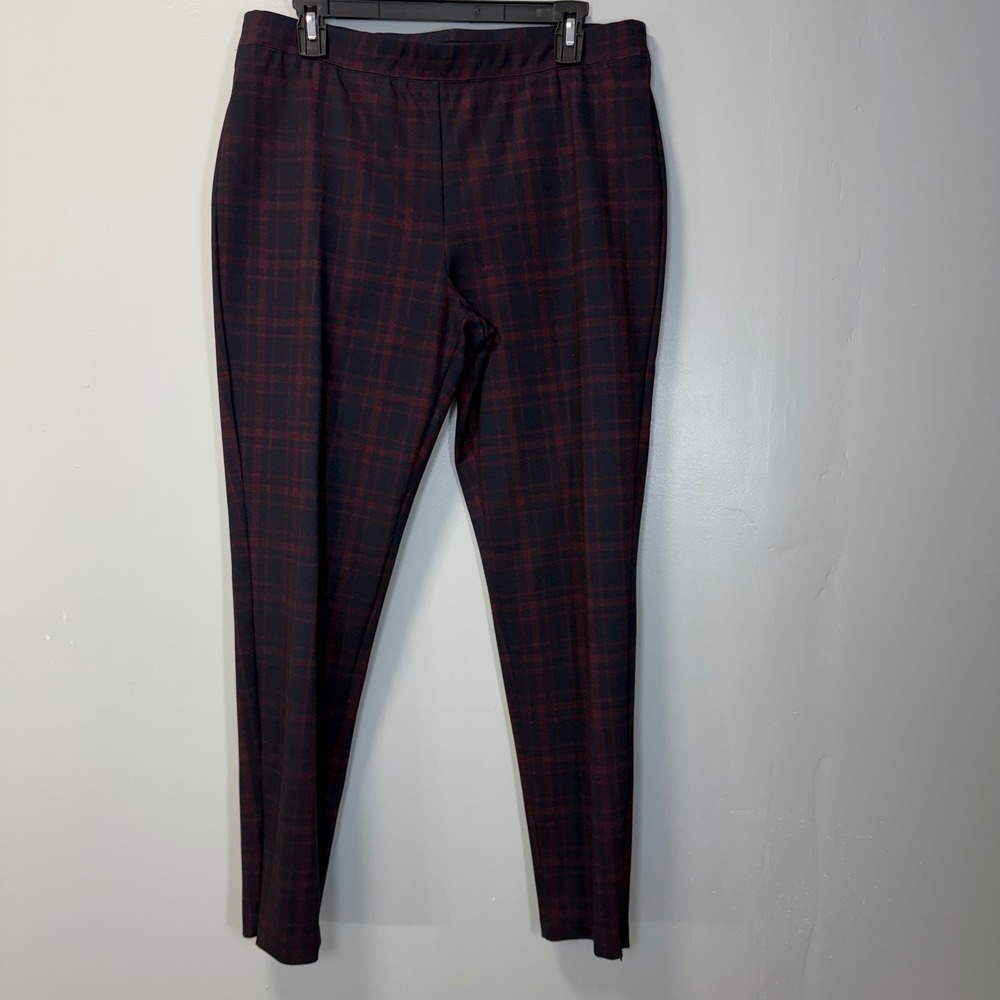 Talbots Womens Red Navy Plaid Ankle Pants Leggings PH95 06/16